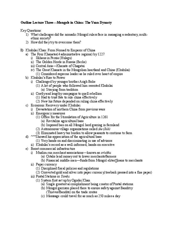 MMW 13 Lecture Notes - Lecture 3: Kublai Khan, Hulagu Khan, Fokker E.Ii thumbnail
