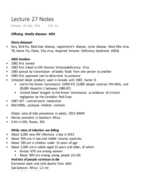 GEOG 122 Lecture Notes - Lecture 27: Bovine Spongiform Encephalopathy, Hiv, Lyme Disease thumbnail