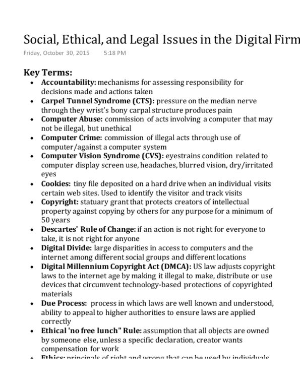 ITM 102 Chapter Notes - Chapter 4: Digital Millennium Copyright Act, Free Moral Agents, Computer Monitor thumbnail