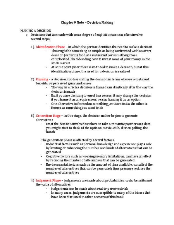 Psychology 3130A/B Chapter Notes - Chapter 9: Decision-Making, Vajrayana, Representativeness Heuristic thumbnail