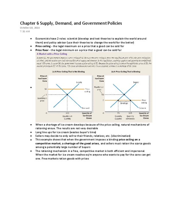 ECON 111 Chapter Notes - Chapter 6: Price Ceiling, Price Floor, Working Poor thumbnail