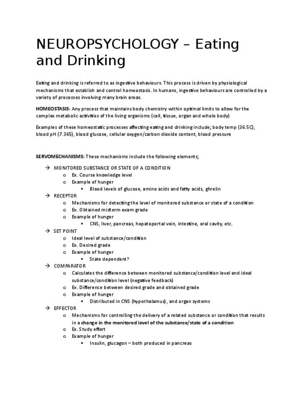 PSYC 2307 Lecture Notes - Lecture 7: Ghrelin, Blood Sugar, Mesolimbic Pathway thumbnail