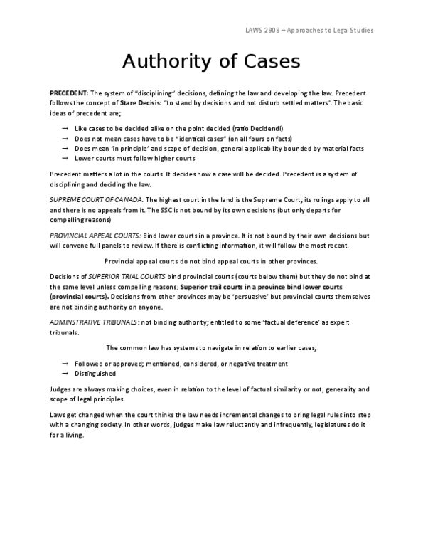 LAWS 2908 Lecture Notes - Lecture 4: Case Citation, Law Reports, Law Report thumbnail