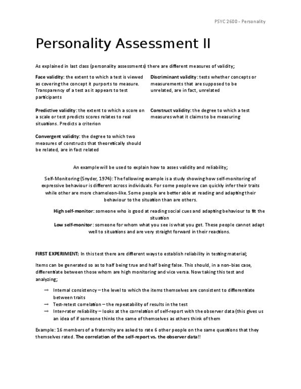 PSYC 2600 Lecture Notes - Lecture 3: Face Validity, Physical Attractiveness, Impression Management thumbnail