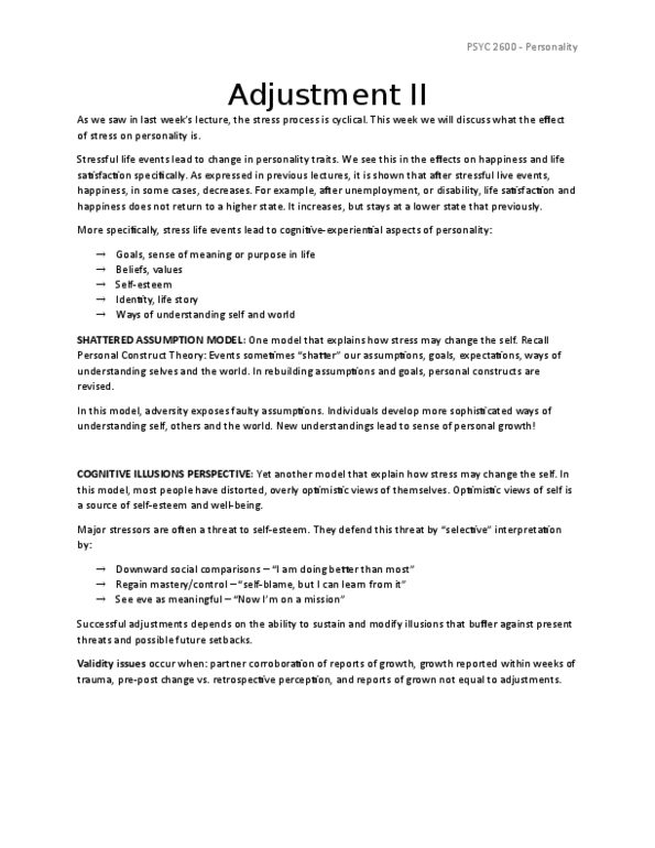 PSYC 2600 Lecture 17: Adjustment II thumbnail