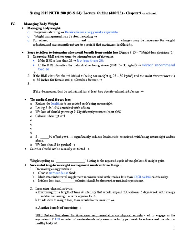 NUTR 280 Lecture Notes - Lecture 9: Cardiac Arrhythmia, Osteoporosis, Binge Eating thumbnail