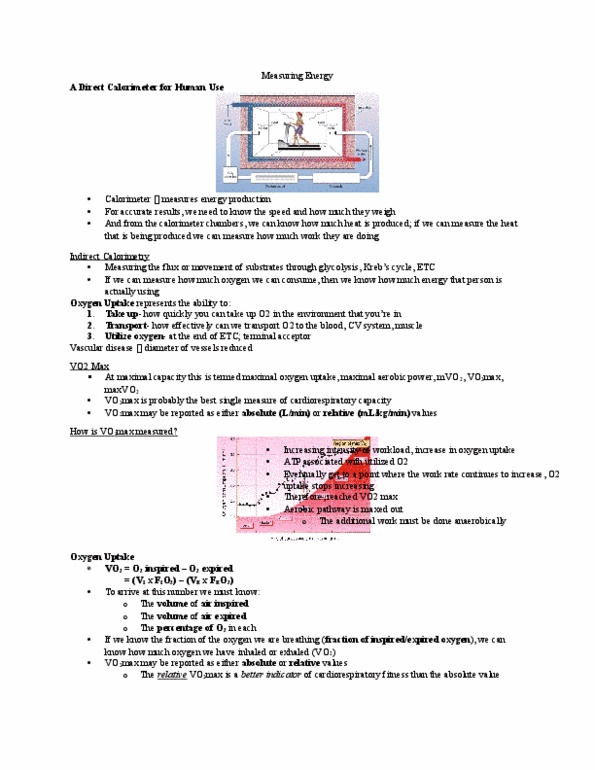 Kinesiology 2230A/B Lecture Notes - Lecture 8: Hot Air Balloon, Anaerobic Glycolysis, Calorimetry thumbnail