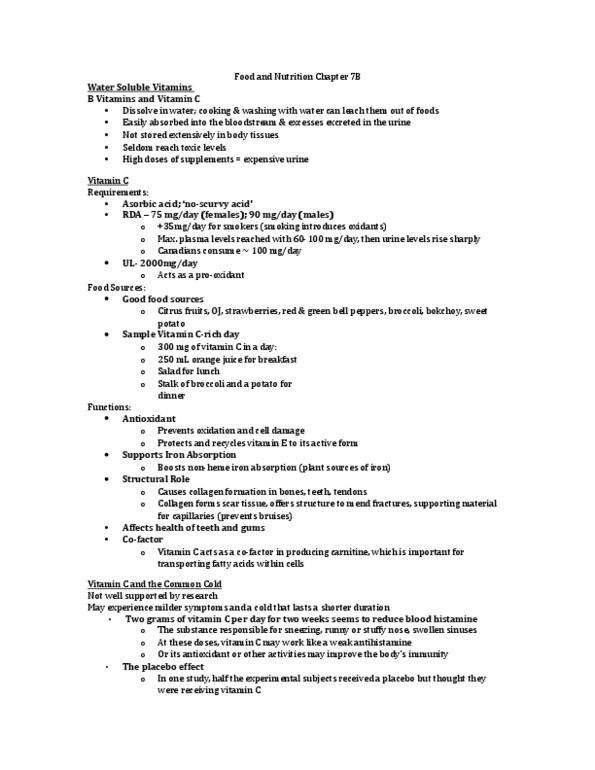 Foods and Nutrition 1021 Lecture Notes - Lecture 7: Spina Bifida, Barbiturate, Axon thumbnail