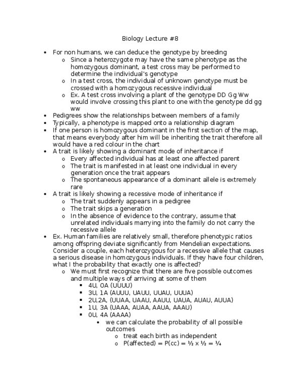 BIOL 1090 Lecture Notes - Lecture 8: Red, Zygosity thumbnail