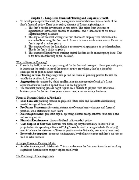 Management and Organizational Studies 2310A/B Chapter Notes - Chapter 4: Promissory Note, Retained Earnings, Planning Horizon thumbnail