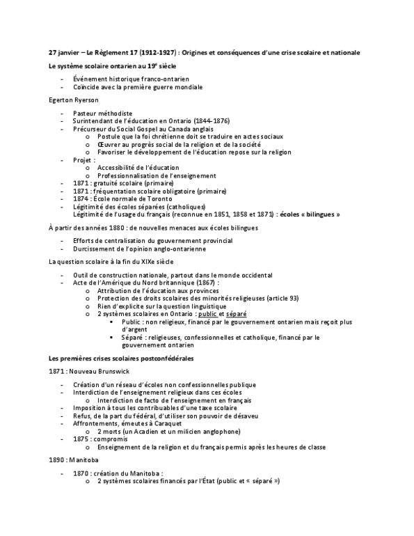 HIS 3781 Lecture Notes - Lecture 6: La Question, Oliver Mowat, Social Gospel thumbnail