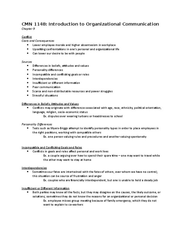 CMN 1148 Lecture Notes - Lecture 9: Absenteeism, Job Satisfaction, Organizational Communication thumbnail