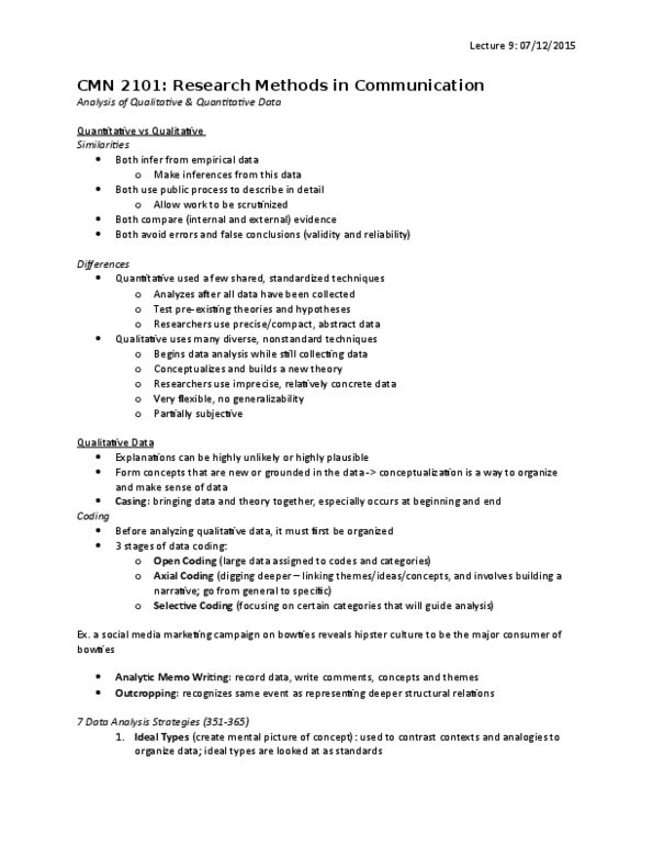 CMN 2101 Lecture Notes - Lecture 9: Stanford Prison Experiment, Nvivo, Stanley Milgram thumbnail