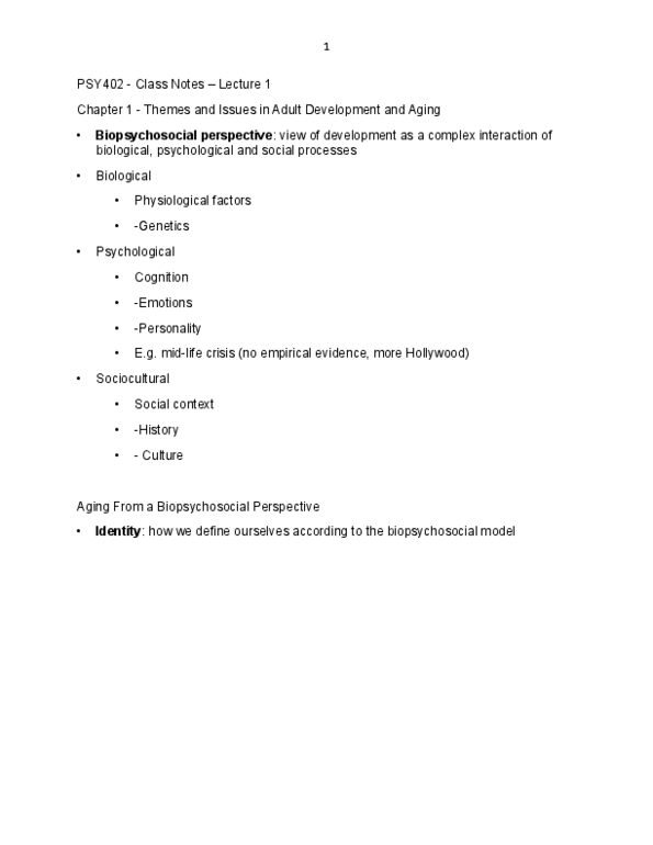 PSY 402 Lecture Notes - Lecture 1: Blood Pressure, Baby Boomers, Midlife Crisis thumbnail