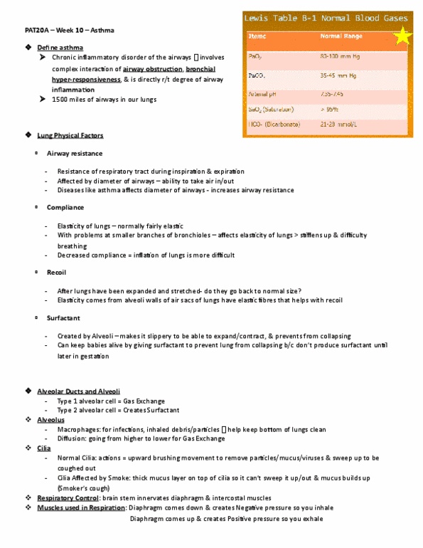 PAT 20A/B Lecture Notes - Lecture 10: Allergy Test, Allergic Rhinitis, Mucociliary Clearance thumbnail