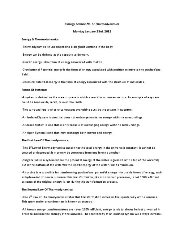 Biology 1002B Lecture Notes - Lecture 3: Potential Energy, Glutamine, Adenosine thumbnail