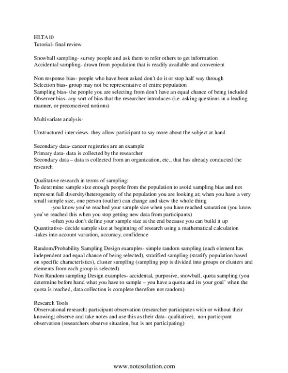 HLTB15H3 Final final information OneClass