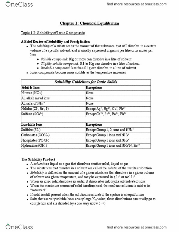 Chemistry 1302A/B Chapter Notes - Chapter 1.2: Ionic Compound, Alkali Metal, Solubility Equilibrium thumbnail