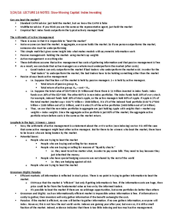 FNCE 239 Lecture Notes - Lecture 16: Efficient-Market Hypothesis, Total Return, Investment Fund thumbnail