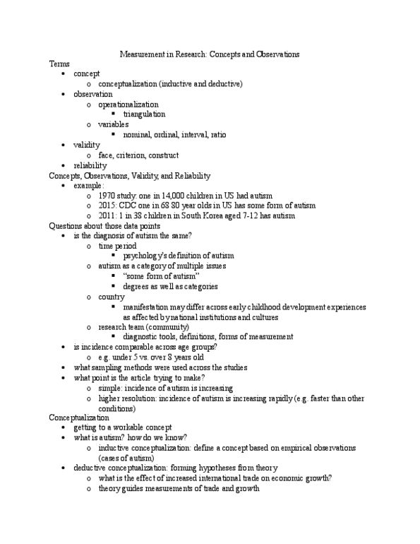 SOCECOL 10 Lecture Notes - Lecture 5: Face Validity, Criterion Validity, Autism Spectrum thumbnail