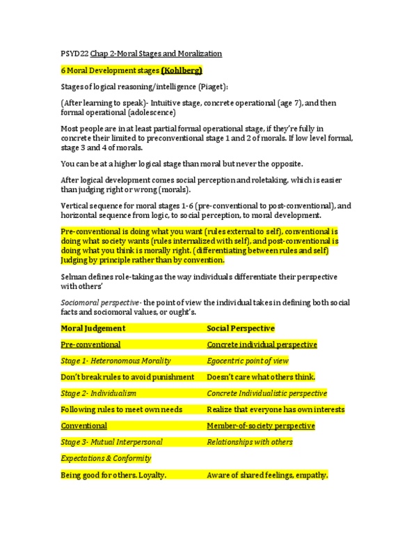 PSY426H1 Lecture Notes - Moral Development, Social Fact, Longitudinal Study thumbnail