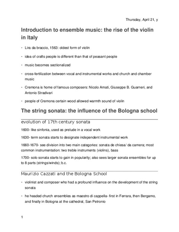 MUS 160A Lecture Notes - Lecture 16: Lira Da Braccio, Kapellmeister, Antonio Stradivari thumbnail