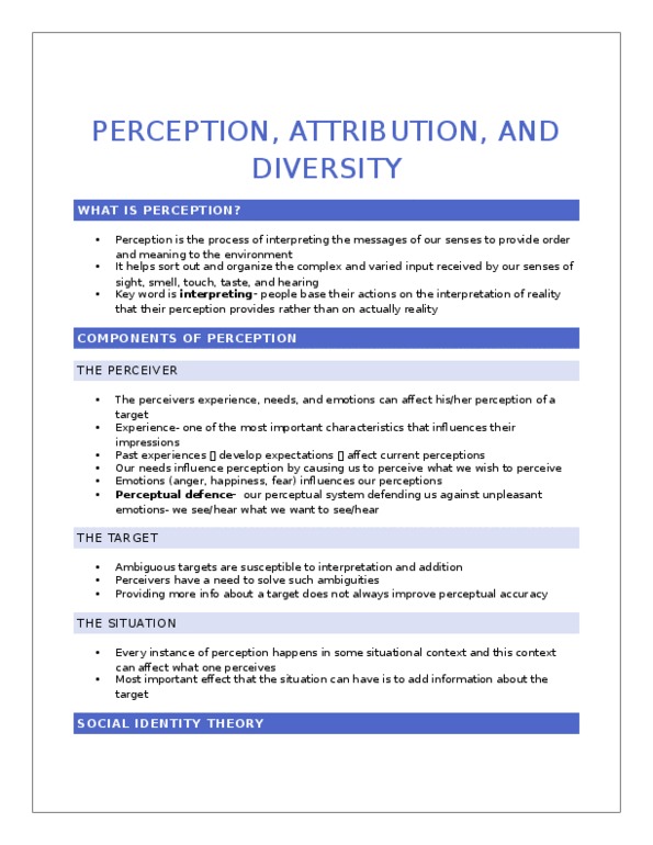 COMMERCE 1B03 Chapter Notes - Chapter 3: Fundamental Attribution Error, Personal Identity, Impression Formation thumbnail