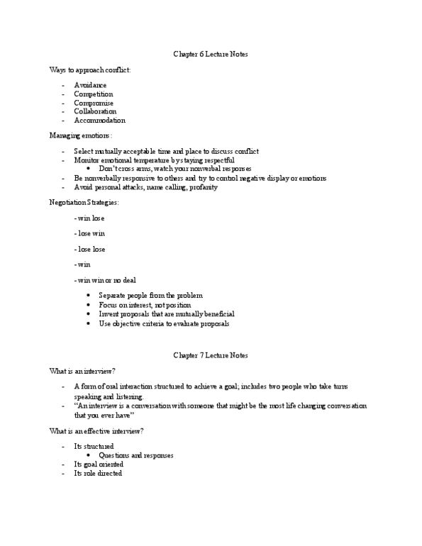 COMMUN 105 Lecture Notes - Lecture 6: Unstructured Interview, Structured Interview thumbnail