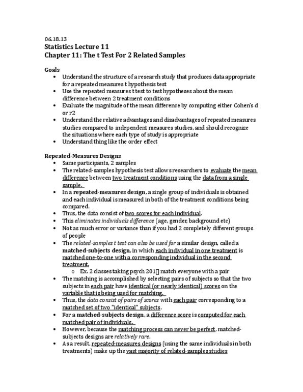 PSY201H1 Lecture Notes - Lecture 11: Null Hypothesis, Effect Size, Statistical Hypothesis Testing thumbnail