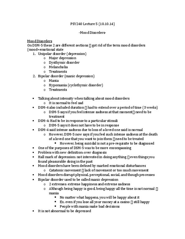 PSY240H1 Lecture Notes - Lecture 5: Reduced Affect Display, Heredity, Reuptake thumbnail