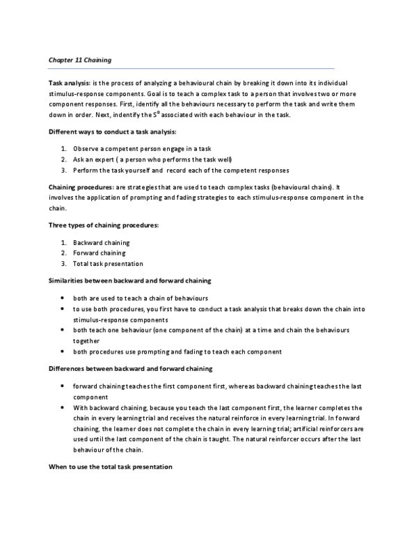 PSYB45H3 Chapter Notes - Chapter 11: Forward Chaining, Backward Chaining, Task Analysis thumbnail