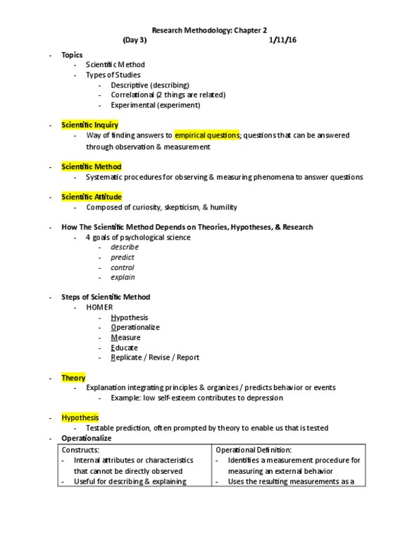 PSY 202 Lecture Notes - Lecture 3: Operational Definition, List Of Fables Characters, Convenience Sampling thumbnail