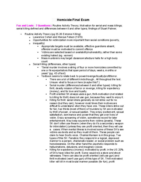 Soc2760 Final Soc2760 Final Exam Notes Extended Oneclass