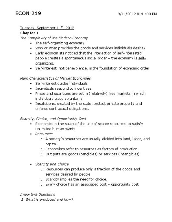 ECON 219 Lecture Notes - Opportunity Cost thumbnail