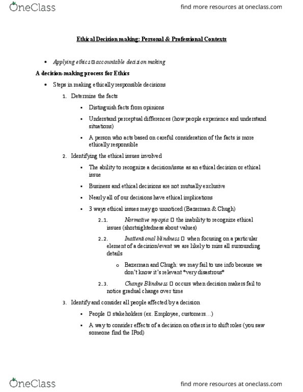 BUS 223 Lecture Notes - Lecture 2: Charles Bazerman, Inattentional Blindness, Decision-Making thumbnail
