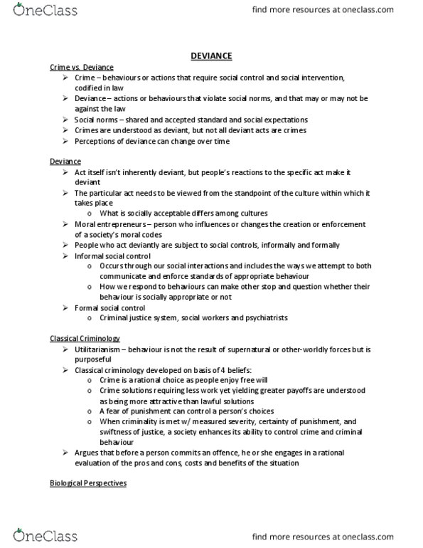 SOC 1101 Lecture Notes - Lecture 8: Symbolic Interactionism, Moral Panic, Labeling Theory thumbnail