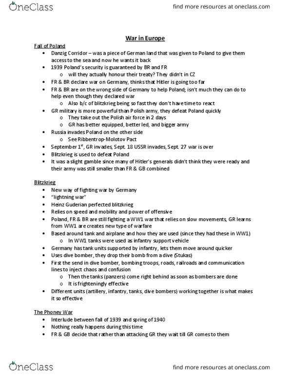 HIS 1101 Lecture Notes - Lecture 2: Lightning, Heinz Guderian, Dive Bomber thumbnail