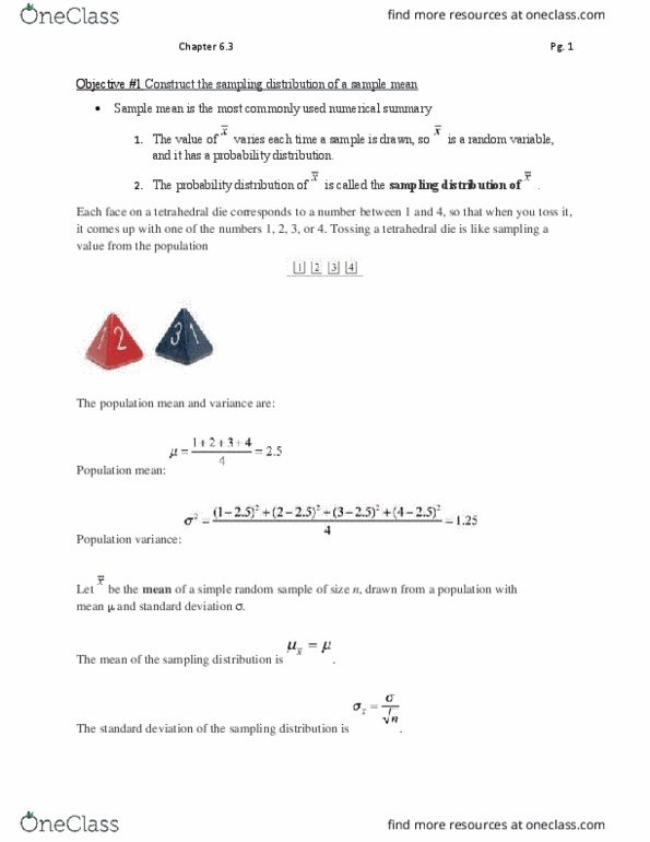 MATH 220 Lecture Notes - Lecture 6: Sampling Distribution, Central Limit Theorem, Standard Deviation thumbnail