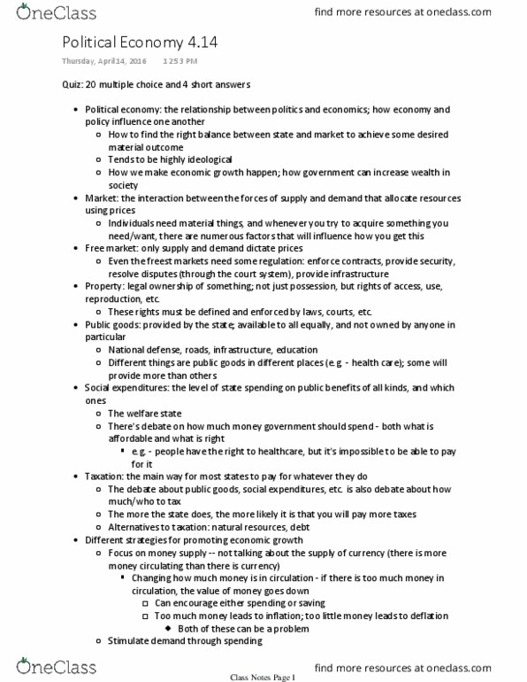 PSC 150 Lecture Notes - Lecture 5: Infant Mortality, Money Supply, State Ownership thumbnail