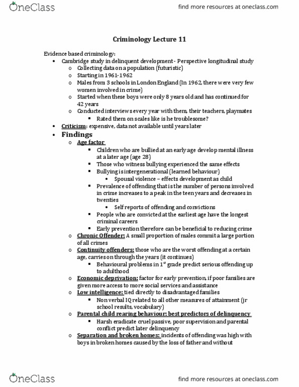 SOCI 2450 Lecture Notes - Lecture 12: Longitudinal Study thumbnail