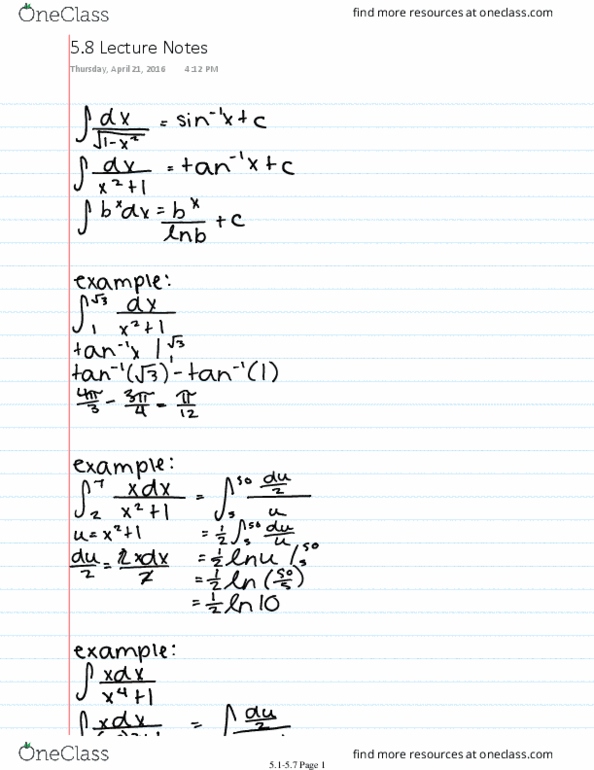 MTH 1321 Lecture 19: 5.8 Lecture Notes thumbnail