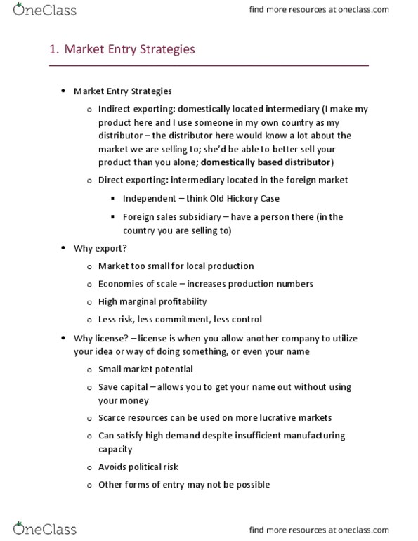 INTL-BUS-3780 Lecture Notes - Lecture 10: Market Entry Strategy, Contract Manufacturer, Legal Personality thumbnail