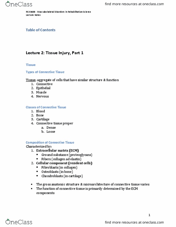 Rehabilitation Sciences 3360A/B Lecture Notes - Lecture 2: Epiphyseal Plate, Tendon Cell, Synovial Sheath thumbnail