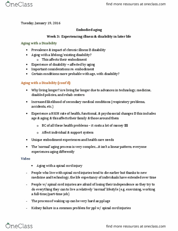 HLTHAGE 3I03 Lecture Notes - Lecture 11: Kidney Failure, Pressure Ulcer thumbnail