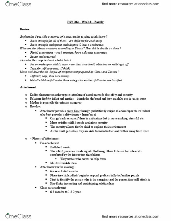 PSY 302 Lecture Notes - Lecture 8: Personal Boundaries, Psy, John Bowlby thumbnail