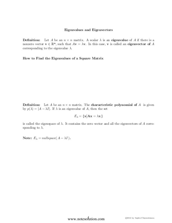 MATA23H3 Lecture : Eigenvalues, eigenvectors, and diagonalization thumbnail