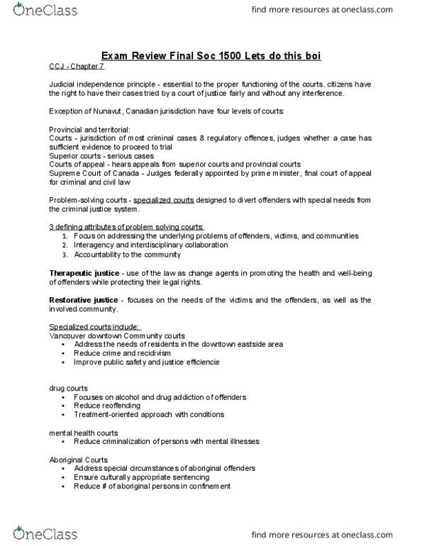 SOC 1500 Lecture Notes - Lecture 12: Indictable Offence, Culpable Homicide, Murder thumbnail