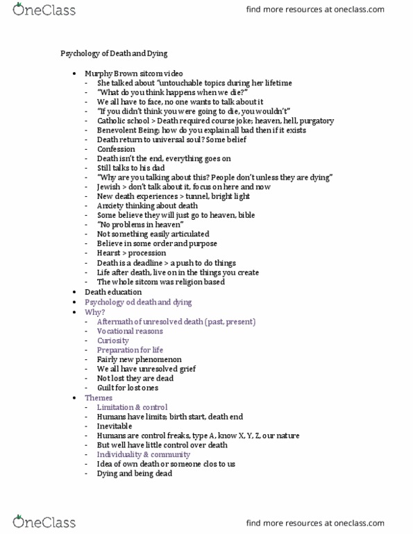 PSY 3101 Lecture Notes - Lecture 1: Clinical Death, Brain Death, Purgatory thumbnail