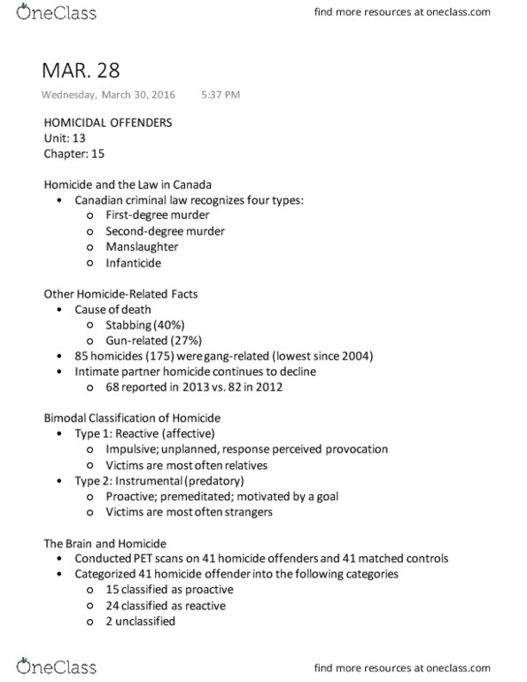 PSYC 2400 Lecture Notes - Lecture 12: Frontal Lobe, Filicide, Criminal Law Of Canada thumbnail