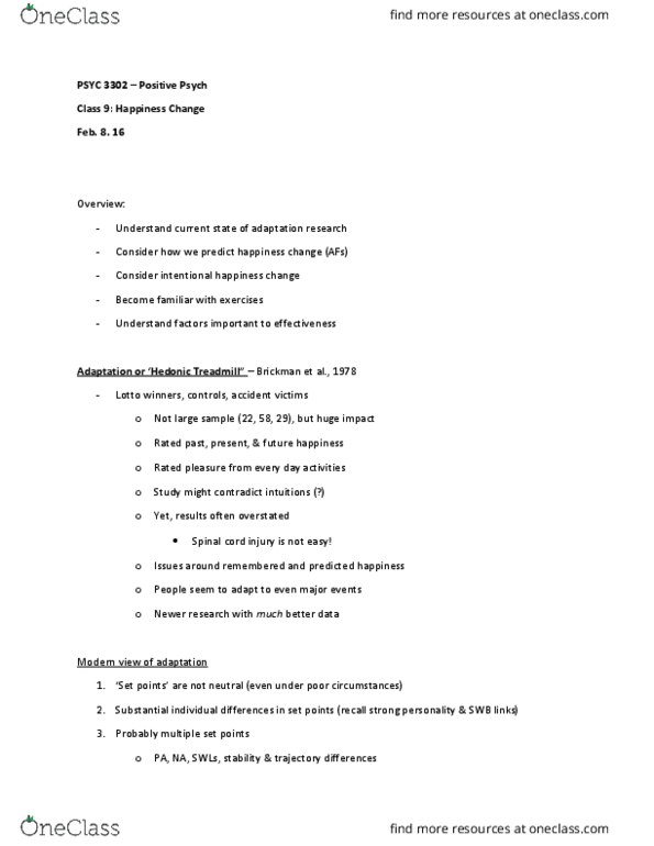 PSYC 3302 Lecture Notes - Lecture 9: Spinal Cord Injury, Affective Forecasting, Impact Bias thumbnail